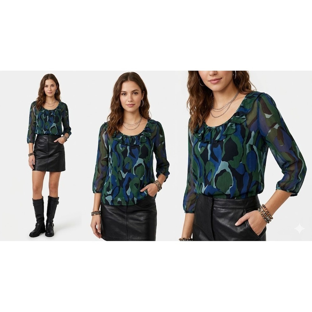 Elie Tahari Top M‎ Silk Babydoll Whimsigoth Fairy Grunge Romantic Goth Y2K Boho